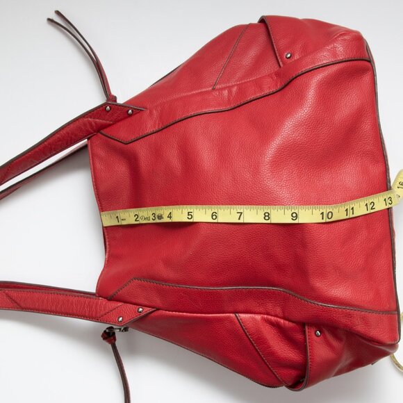 Kooba Shoulder Bag Pebbled Leather Convertible Side Panels Red - Picture 12 of 16